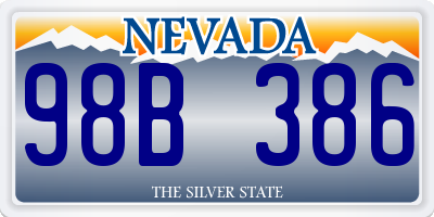 NV license plate 98B386