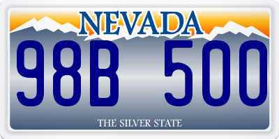 NV license plate 98B500