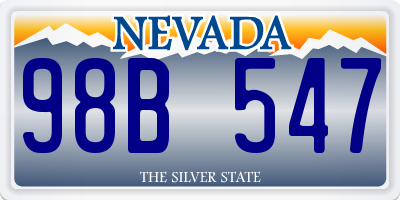 NV license plate 98B547