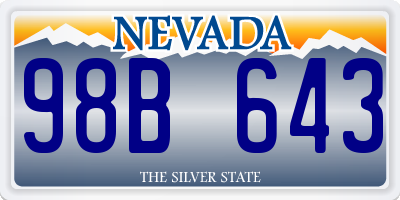 NV license plate 98B643