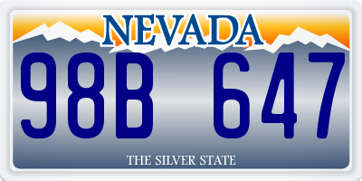 NV license plate 98B647