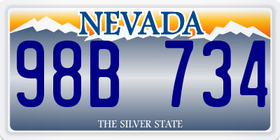 NV license plate 98B734