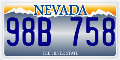 NV license plate 98B758