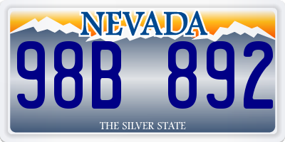 NV license plate 98B892