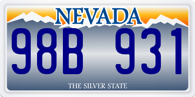NV license plate 98B931