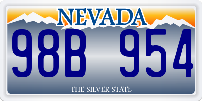 NV license plate 98B954