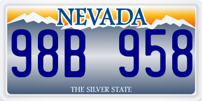 NV license plate 98B958