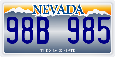 NV license plate 98B985