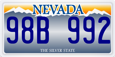 NV license plate 98B992