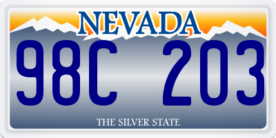 NV license plate 98C203