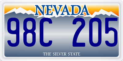 NV license plate 98C205