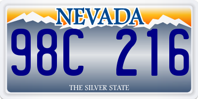 NV license plate 98C216