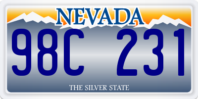 NV license plate 98C231