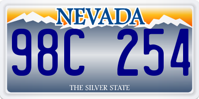 NV license plate 98C254