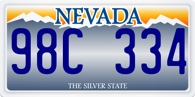 NV license plate 98C334