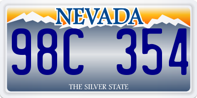 NV license plate 98C354