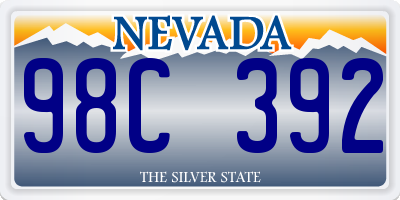 NV license plate 98C392