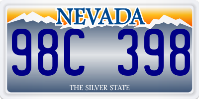 NV license plate 98C398