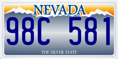 NV license plate 98C581