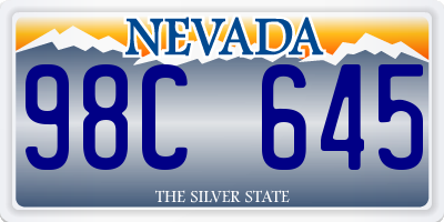 NV license plate 98C645