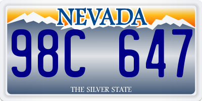 NV license plate 98C647