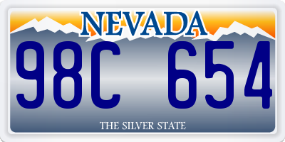 NV license plate 98C654