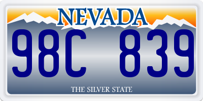 NV license plate 98C839