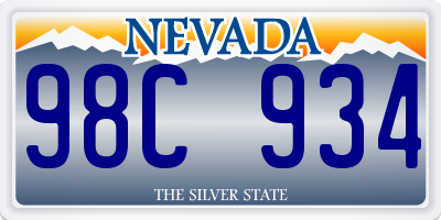 NV license plate 98C934