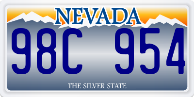 NV license plate 98C954