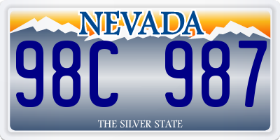 NV license plate 98C987