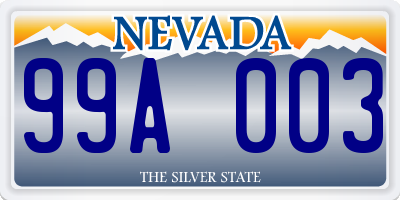 NV license plate 99A003
