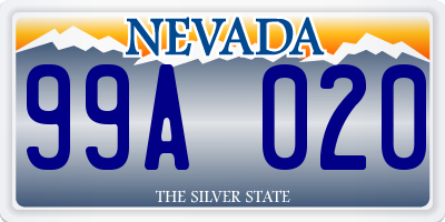 NV license plate 99A020