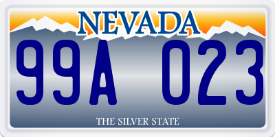 NV license plate 99A023