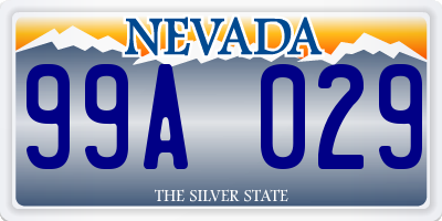 NV license plate 99A029