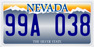 NV license plate 99A038