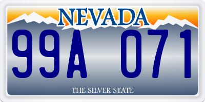 NV license plate 99A071