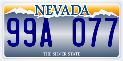 NV license plate 99A077