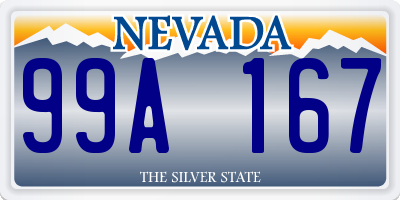 NV license plate 99A167
