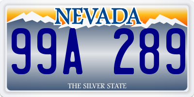 NV license plate 99A289