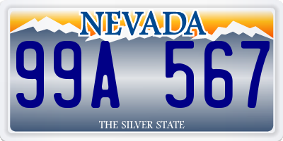 NV license plate 99A567