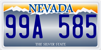 NV license plate 99A585