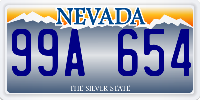 NV license plate 99A654