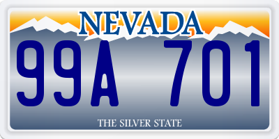 NV license plate 99A701
