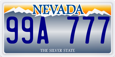 NV license plate 99A777