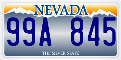 NV license plate 99A845