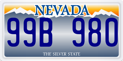 NV license plate 99B980
