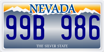 NV license plate 99B986