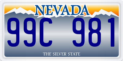 NV license plate 99C981