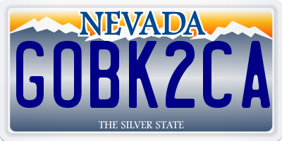 NV license plate GOBK2CA