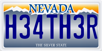 NV license plate H34TH3R